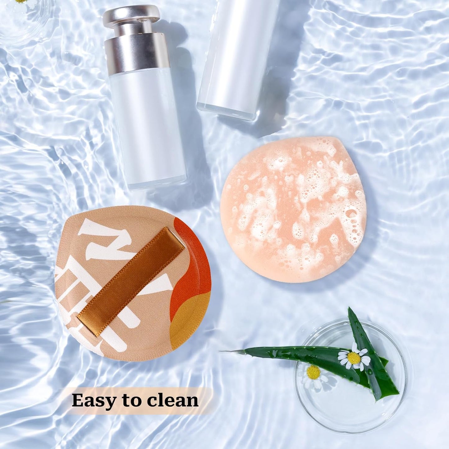 4 PCS Korean Powder Puffs, Soft Makeup Puff Teardrop Setting Foundation Sponge Face Makeup Cushion Puff Beauty Blender Sponge Applicators for Concealer Liquid Cream Powder, Beginner Friendly, Medium