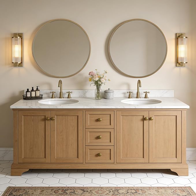 WallBeyond Round Mirror with Wood Frame - Image 4