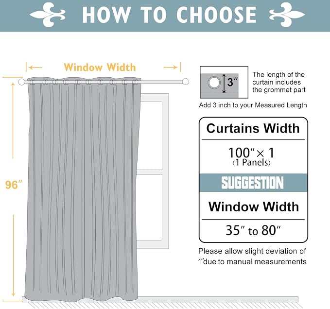 ChrisDowa Room Divider Curtain 96 Inches Long, Wide Blackout Sliding Door - Image 6