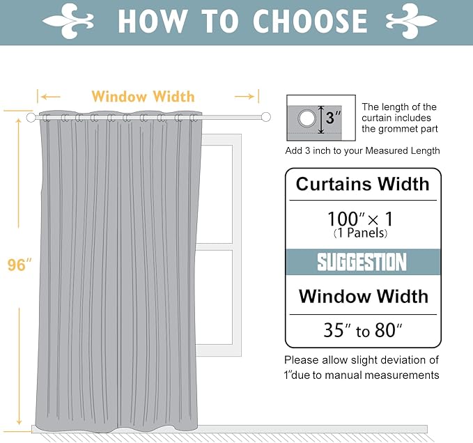 ChrisDowa Room Divider Curtain 96 Inches Long, Wide Blackout Sliding Door - Image 6