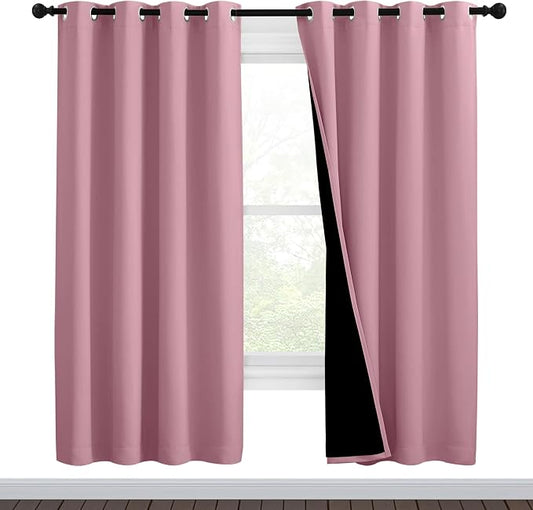 NICETOWN Crystal Pink Full Shade Curtain Panels, Pair of Thermal Insulated & by NICETOWN
