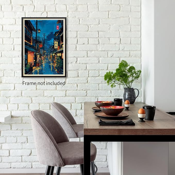 Japanese Tokyo Tea House Canvas Wall Art Japanese City Street Cafe Scene - Image 4