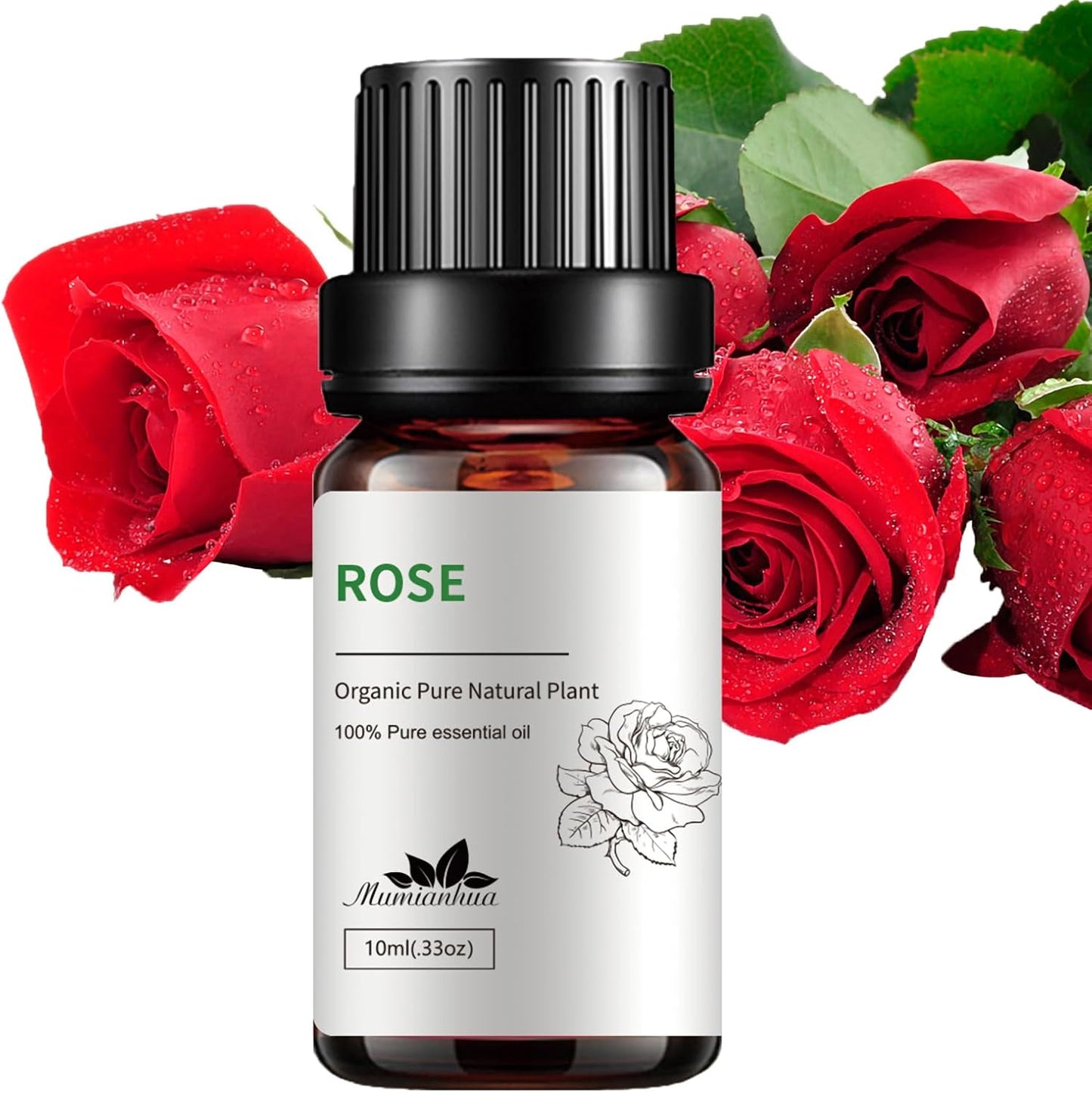 Rose Essential Oil for Skin, Rose Oil Essential Oil Pure - Mumianhua Essential Oils Rose Therapeutic Grade Rose Aromatherapy Oils for Diffuser, Hair, Soap Making, Candles Making, Perfume 10 ml