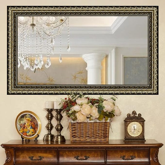 Black&Gold Framed Rectangle Bathroom Mirrors by Unknown
