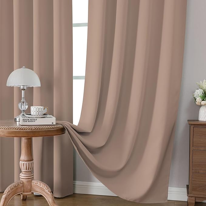 CUCRAF Khaki Blackout Curtains 90 inch Length 2 Panels Set, Rod Pocket Room - Image 5