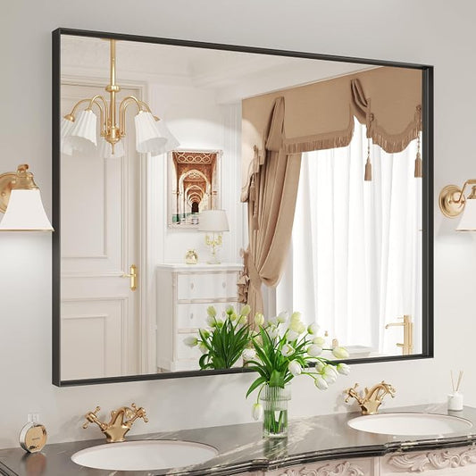LOAAO Black Bathroom Mirror 48"X36" by LOAAO