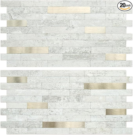 AULIGET 20 Sheets Faux Stone Peel and Stick Backsplash by AULIGET