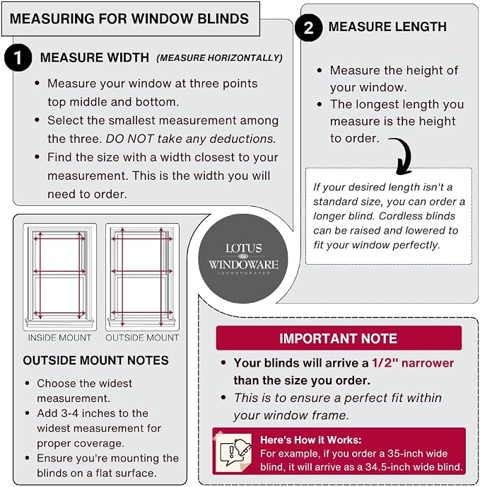 LOTUS & WINDOWARE Cordless 1" Vinyl Blind, 22.5" x 24", Room Darkening - Image 6