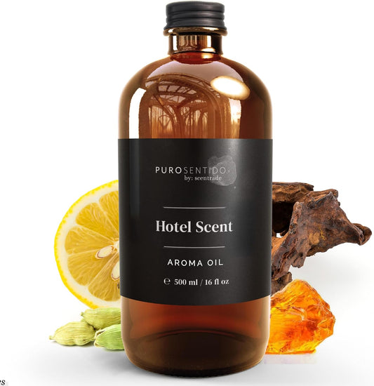 PuroSentido Hotel Signature Aroma Oil (500 ml) - Luxury Essential & Fragrance Oil for Diffusers and Humidifiers, Creamy Coconut, Warm Cashmere, Cool Spices & Sandalwood Home & Hotel Scent