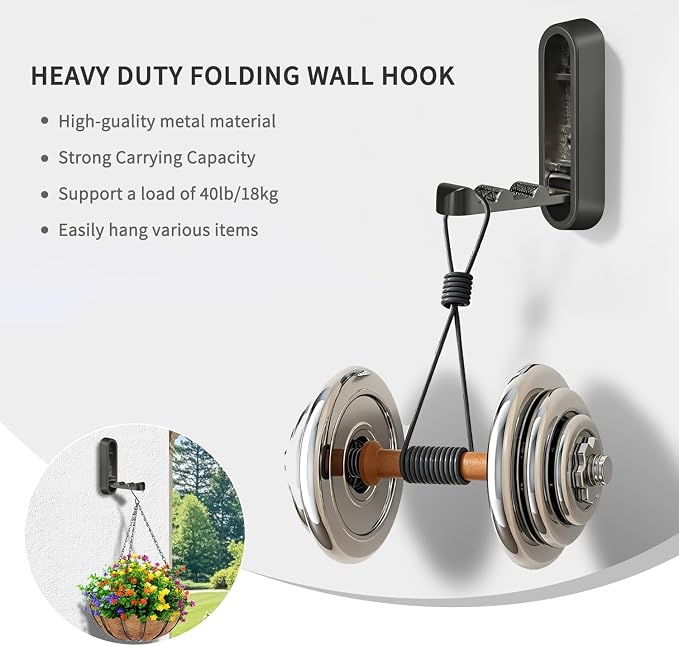 6PCS Foldable Wall Hooks, Zinc Alloy Flip Down Hooks, Retractable Wall Hooks - Image 4