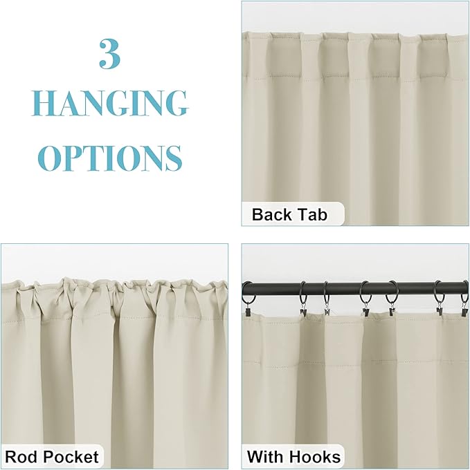 RYB HOME Blackout Curtains for Living Room, Back Tab & Rod Pocket Top - Image 6
