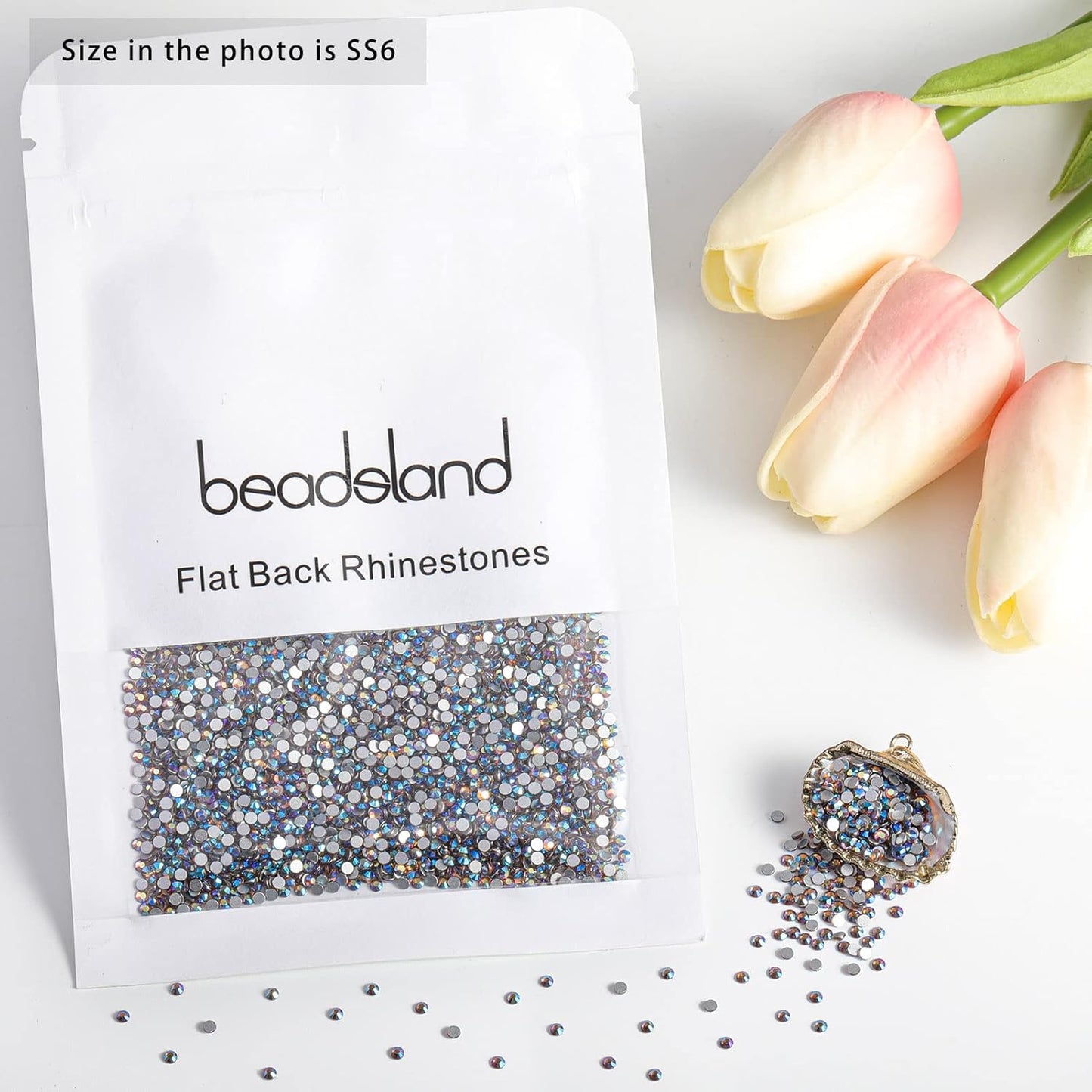 beadsland 1440 Pieces Flat Back Crystal Rhinestones Round Gems, Lt.Colorado Topaz AB,SS6,1.9-2.1mm