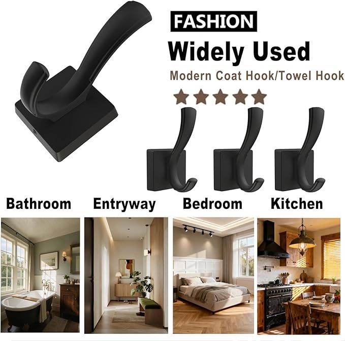 TOFIIGREM Black Wall Hooks Coat Hook, Towel Hooks Robe Hook - Image 6