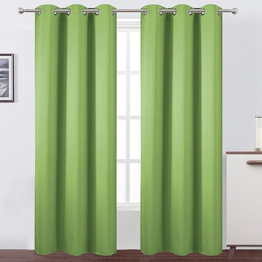 LEMOMO Light Green Blackout Curtains/42 x 84 Inch/Set of Two Panels Grommet by Lemomo