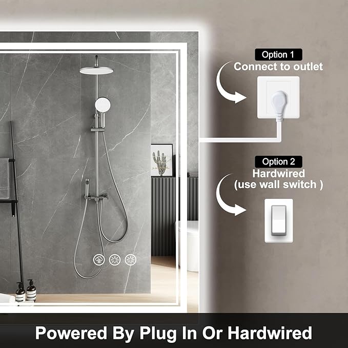 Ratsamee 40x36 Inch LED Bathroom Mirror - Image 6