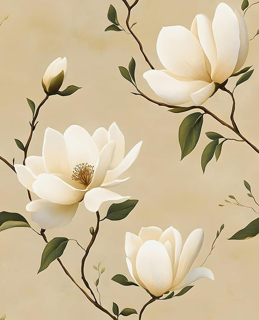 Vintage Floral Peel and Stick Wallpaper Khaki White Flowers Contact Paper by Laatse