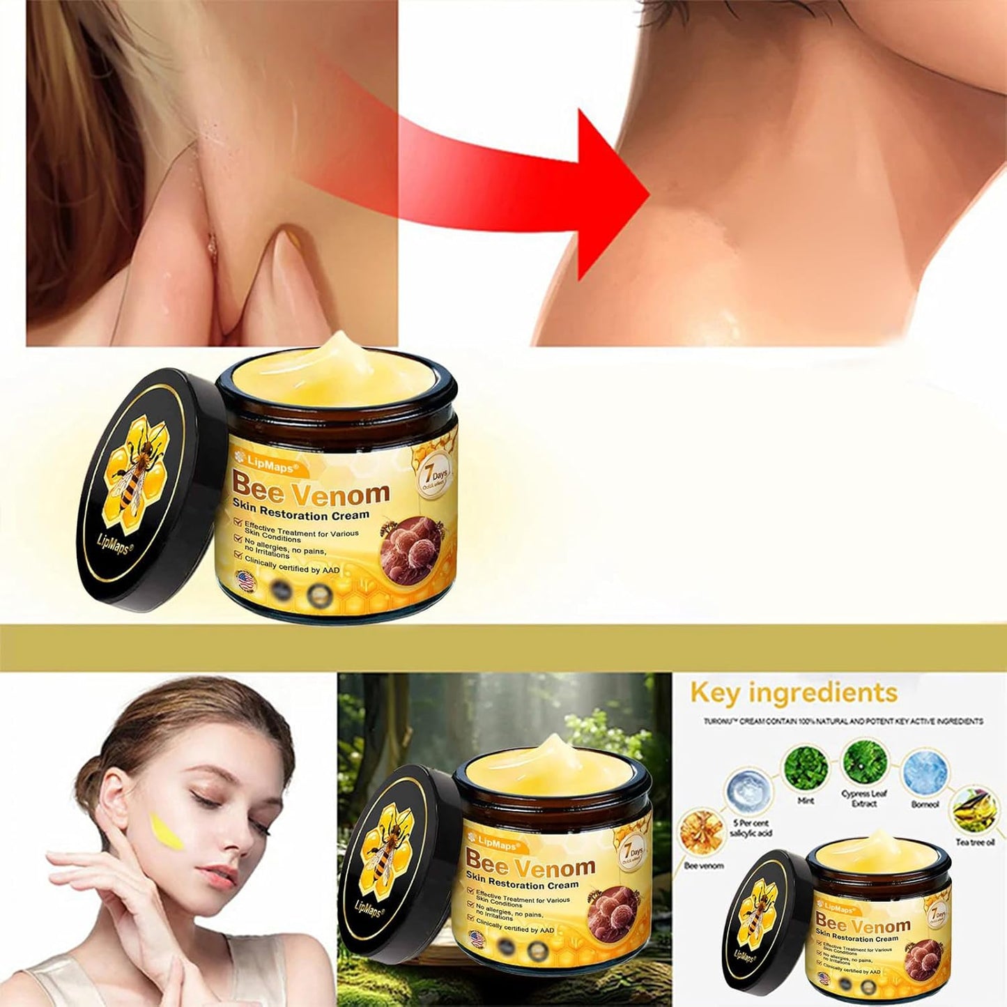 LipMaps Bee Venom skin Restoration Cream,Bee Venom Skin Treatment Cream,Deeply Moisturizing and Firming for All skin Types(2PCS)