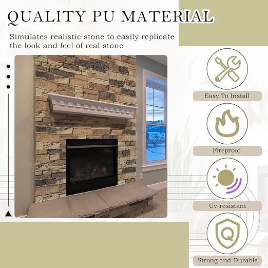 2 Pack Faux Stone Panels Interior 45.6''l x 11.8''h x 0.98''d Faux Siding - Image 4