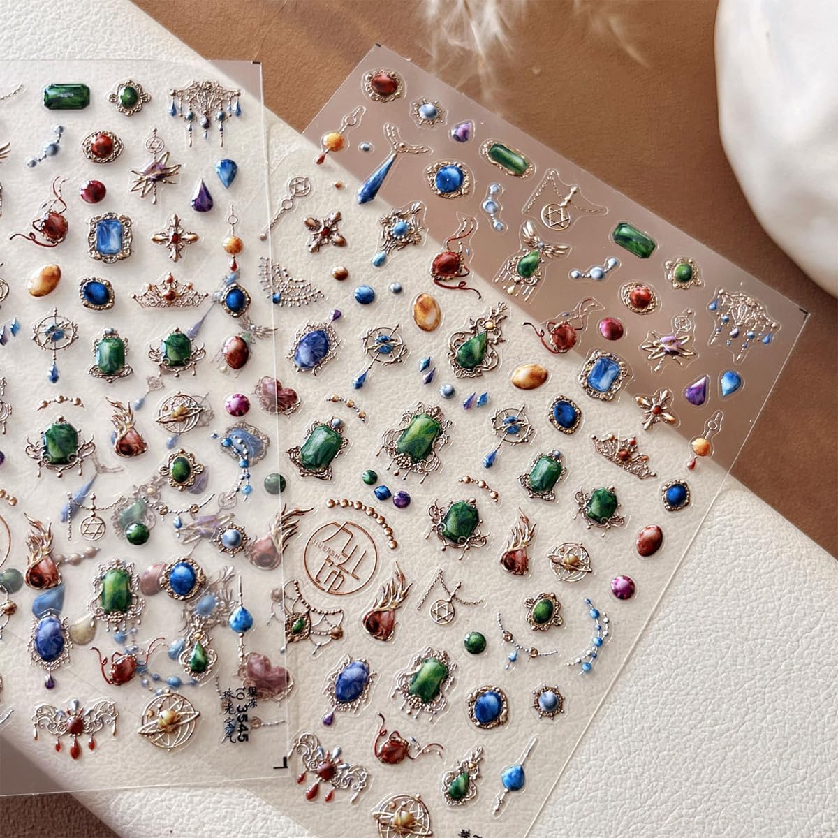 Jewels Nail Stickers for Nail Art 3D Necklace Pendant Jewels Gems Shaped Nail Decals Luxury Stickers for Nails Designs Self Adhesive Nail Art Supplies & Decorations for Women 1 Sheet