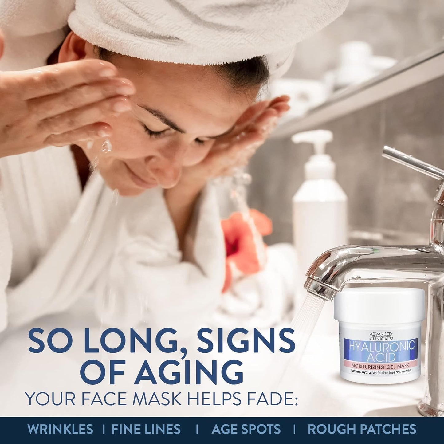 Advanced Clinicals Hyaluronic Acid Gel Facial Mask Skin Care Treatment, Brightening, Hydrating Anti Aging Face Mask & Moisturizer Helps Transform Dry Skin W/Collagen, Chamomile, & Aloe Vera, 5 Fl Oz