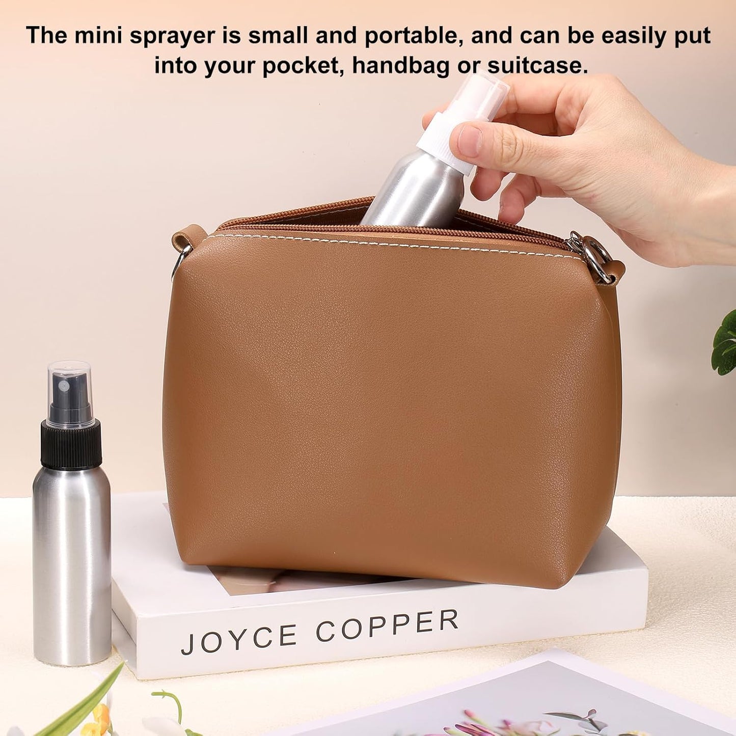 HARFINGTON Aluminum Fine Mist Spray Bottles 200ml/6.7oz Metal Small Liquid Alcohol Refillable Travel Container with Black Plastic Nozzle Cap for Perfume Skincare Cosmetic Storage Bottle