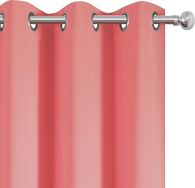 LEMOMO Blackout Curtains 38 x 84 inch/Coral Curtains Set of 2 Panels/Thermal - Image 6