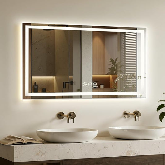 55X30 LED Bathroom Mirror with Lights, Backlit + Front Lit, Lighted Bathroom by Rpoesx