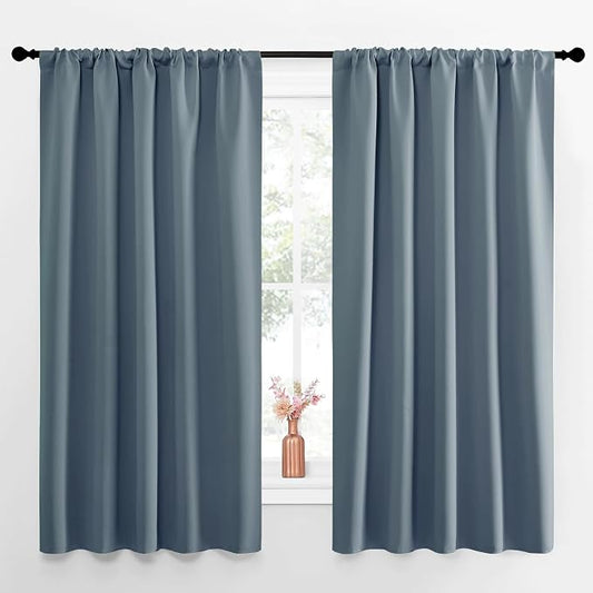 NICETOWN Blackout Curtains for Living Curtains, Smoky Blue, 52 by 63 Inch by NICETOWN