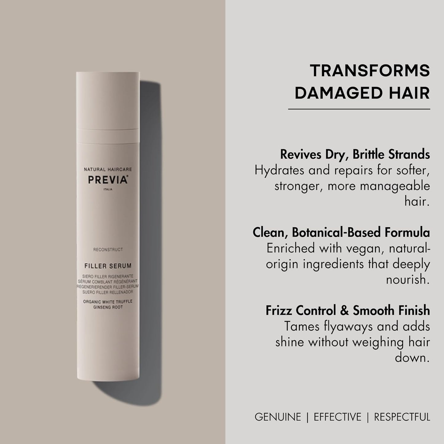 PREVIA Regenerating Hair Serum for Dry Damaged Hair - Strengthens Repairs Split Ends & Frizz - Anti-Aging Hair Oil for Shiny Healthy Soft Hair - Nourishing Natural Ingredients for Hair Growth 3.38 oz