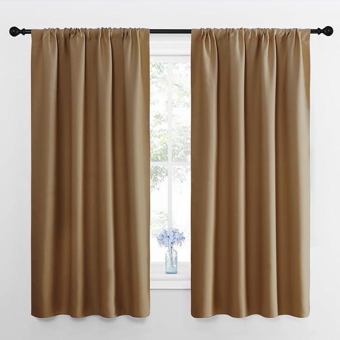 NICETOWN Bedroom Curtains Blackout Draperies, 1 Pair, 34-inch W x 63-inch L by NICETOWN
