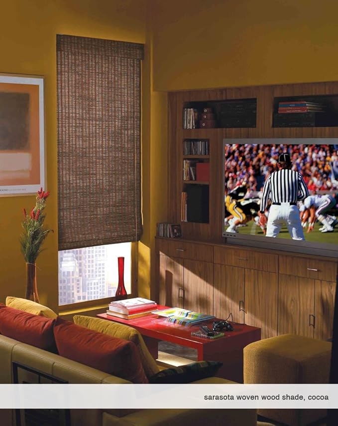 Cordless Woven Wood Roman Shades, 56W x 72H, Hatteras Camel, Sizes 20-72 Wide - Image 4