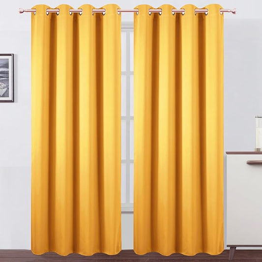 LEMOMO Blackout Curtains 52 x 120 Inch Long Yellow Curtains Set of 2 Panels by Lemomo