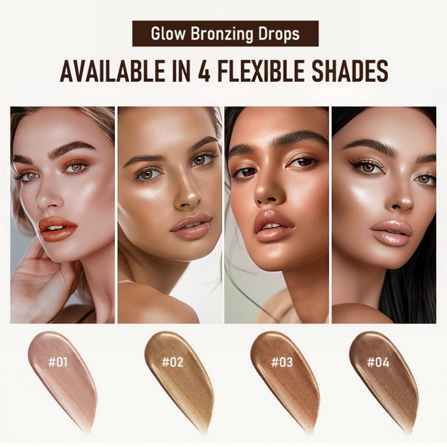 Liquid Highlighter 4 Colors Shimmer Glow Finish Face Highlighter Lightweight Waterproof Long Lasting Face Illuminator Highlight Illuminator for Face Cheek Eyes (Color 01)