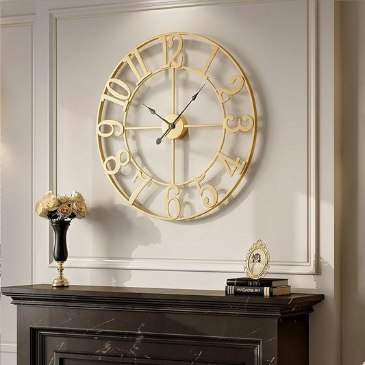 Cuspin Large Wall Clock for Living Room Decor, 30 Inch Gold Wall Clock by Cuspin