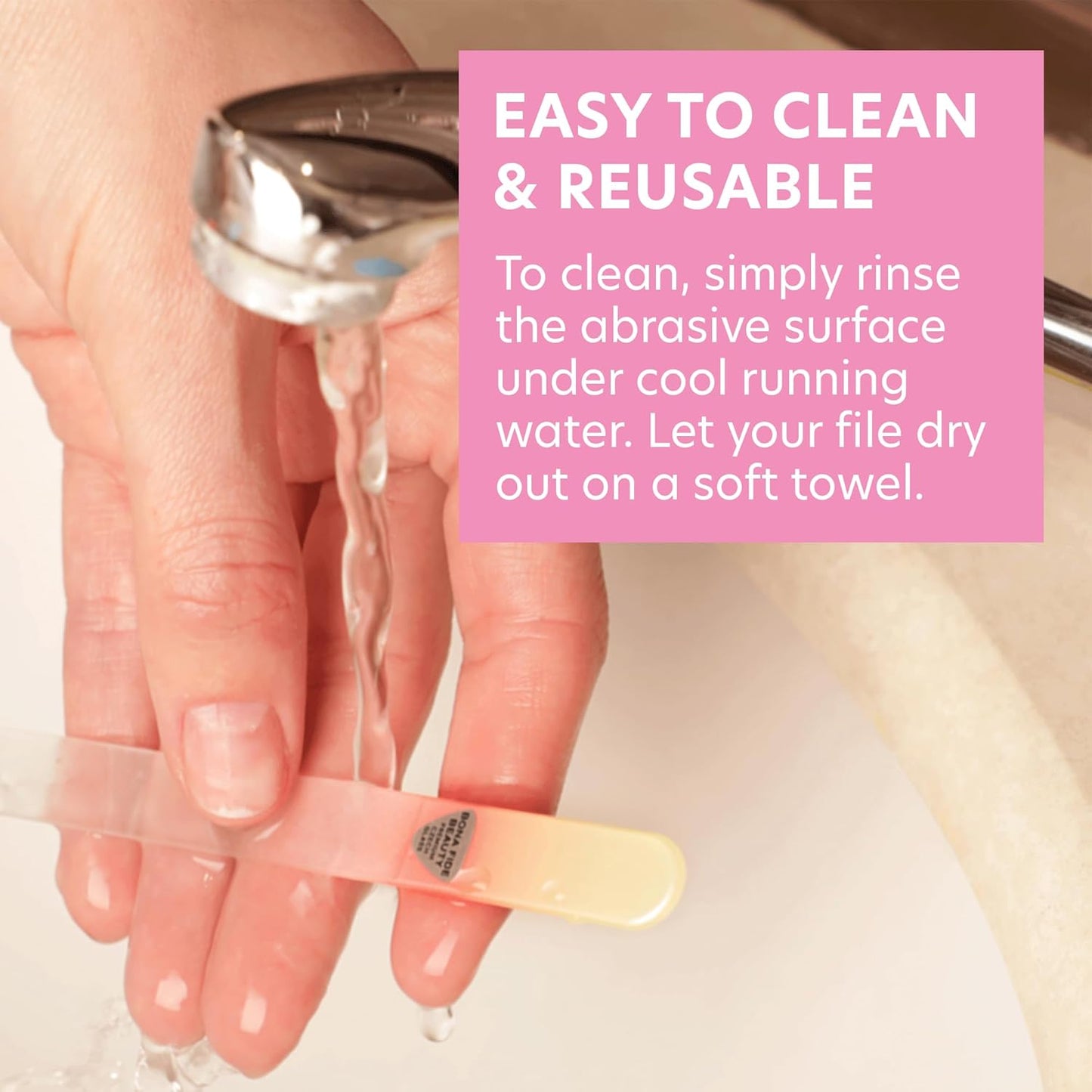 Bona Fide Beauty Czech Glass Nail File for Natural Nails, 1PC Gold Orange High Grit Crystal Nail Filer (180/240) Handcrafted Nail Care from The EU