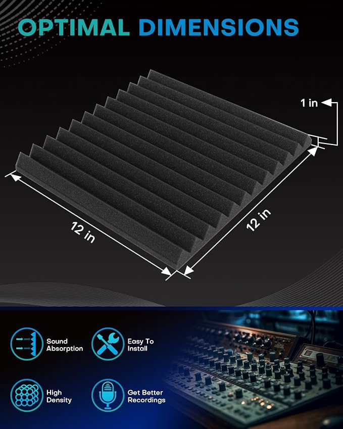 120 Pack Acoustic Foam Panels, High Density Acoustic Panels Sound Absorbing - Image 2