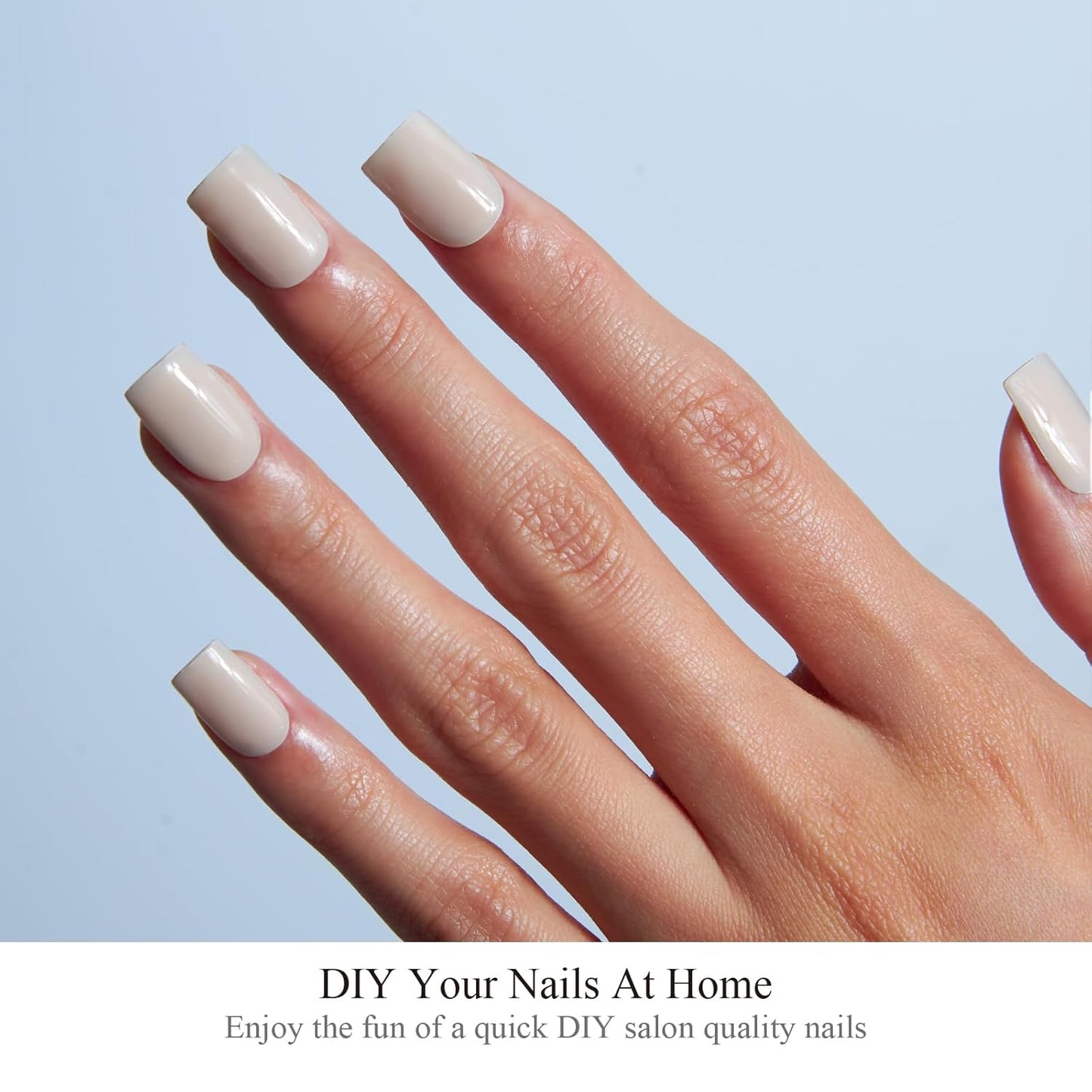 Semi Cured Gel Nail Strips, 20 PCS Gel Nail Stickers Work with UV Light, Gel Nail Wraps, Salon Quality & Easy to Use - Cream Coffee