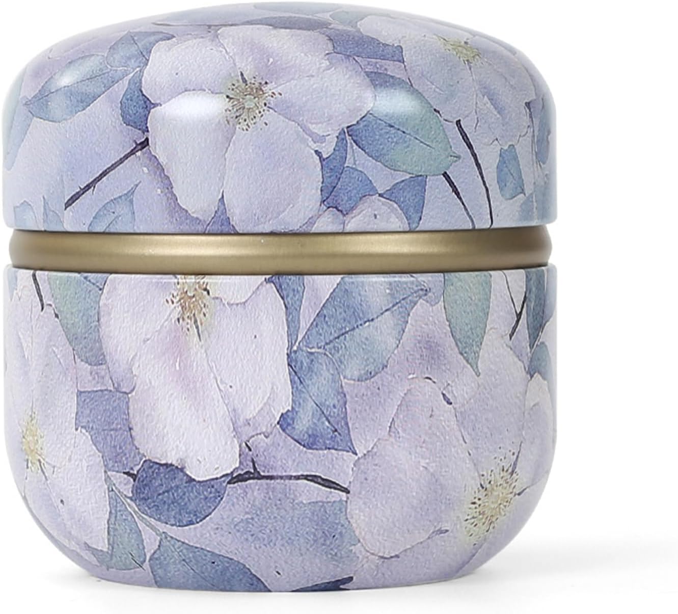 SHIMIDO Body Powder Puff and Container, 3.15" Portable Empty Powder Case Box with Lids for Baby, Women's, Travel and Home Use (Purple Flowers)