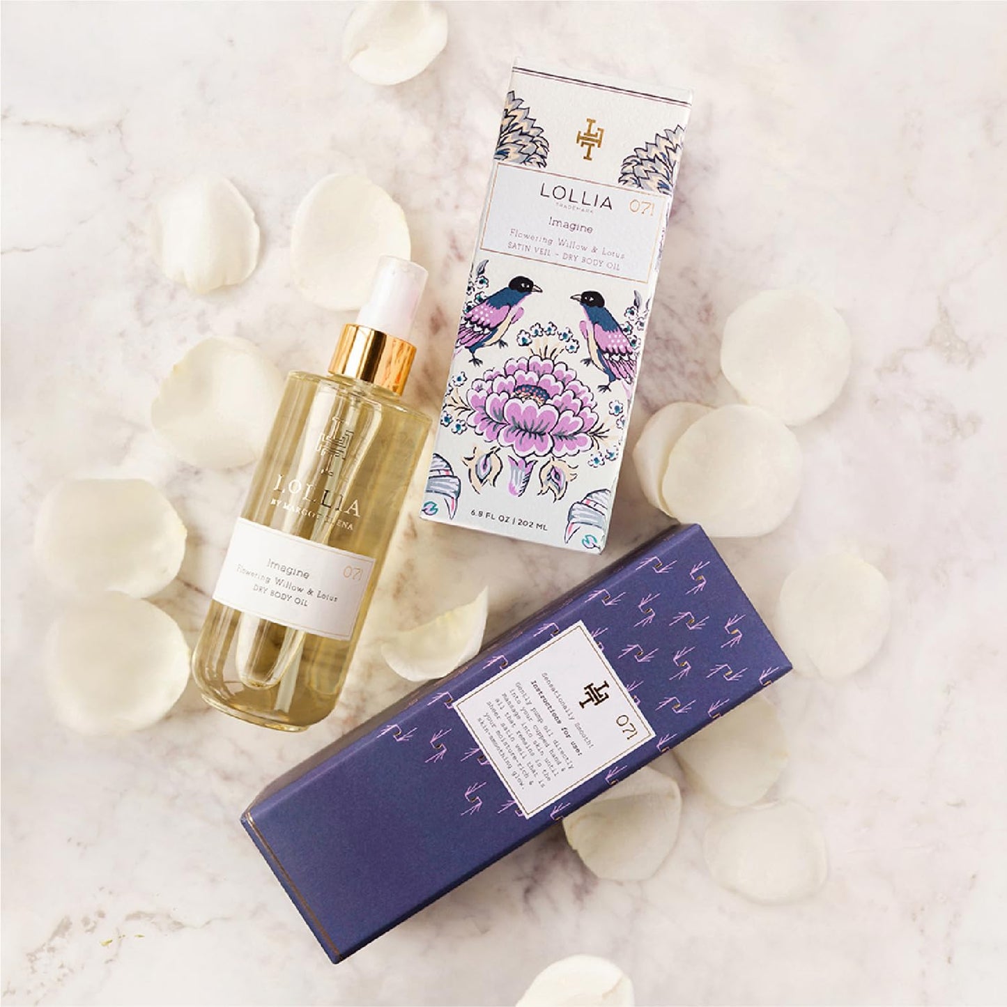 LOLLIA Imagine Dry Body Oil, 6.8 Fl. Oz. – Flowering Willow & Lotus – Women’s, Scented, Moisturizing, Dry Body Oil for Women, For All Skin Types