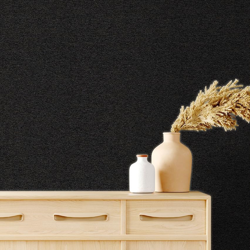 SHUFA Black Brown Cotton-Like Textured Grasscloth Wallpaper Matte Thick Real - Image 4