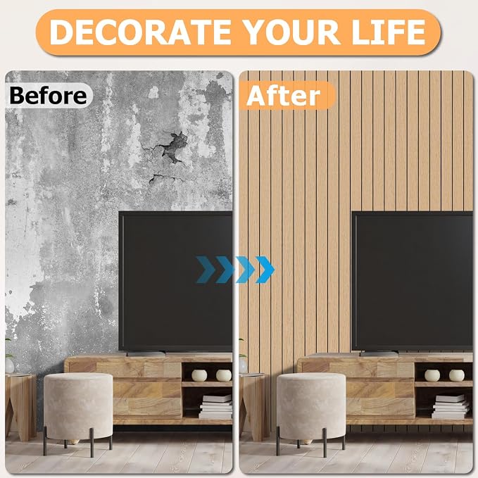 Arthome Peel and Stick Slat Wall Panels 15.7 "x120, Self-Adhesive PVC Wood - Image 7
