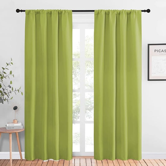 NICETOWN Blackout Curtains for Living Curtains, Fresh Green, 1 Pair, 34-inch W by NICETOWN