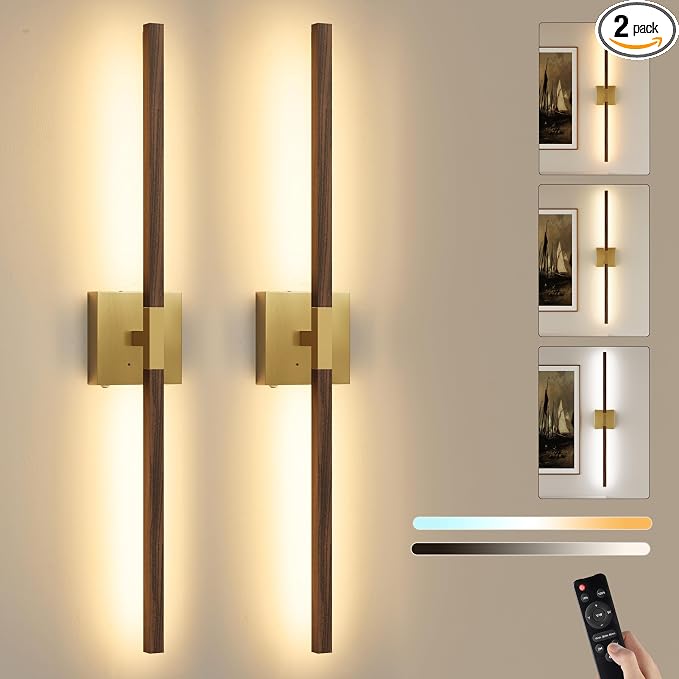 Rayogale 40 Inch Rechargeable Battery Operated Wall Sconce Set 2, 8000mAh by Rayogale