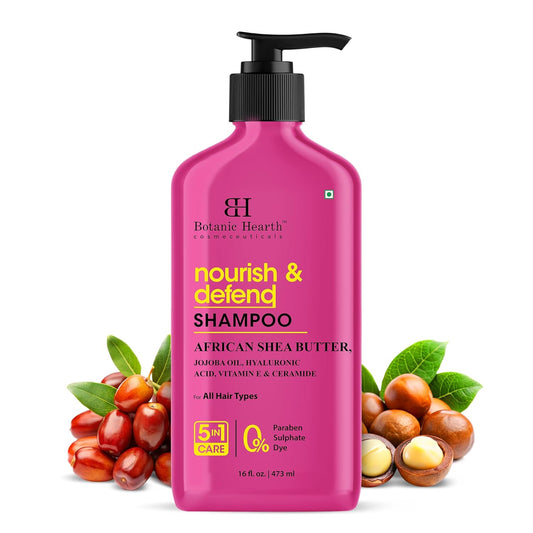 Botanic Hearth African Shea Butter Shampoo Infused With Jojoba Oil, Hyaluronic Acid, Vitamin E & Ceramide | Clarifying Shampoo To Nourish, Defend & Strengthen Hair | For All Hair Types, 16 Fl Oz