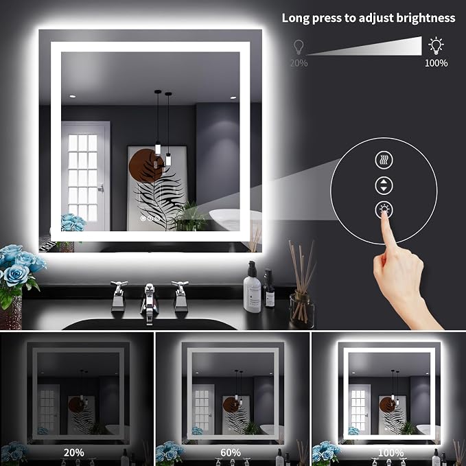 LOAAO 32"X32" LED Bathroom Mirror - Image 4