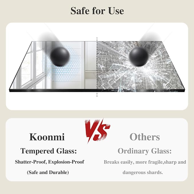 Koonmi Black Mirrors for Wall, 24x36 Inch Bathroom Mirror, Rectangular Wall - Image 5