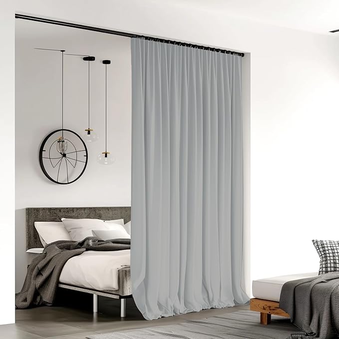 Room Divider Curtains for Ceiling Track Rod, 4.3 ft Wide x 10 ft Tall, Light - Image 2