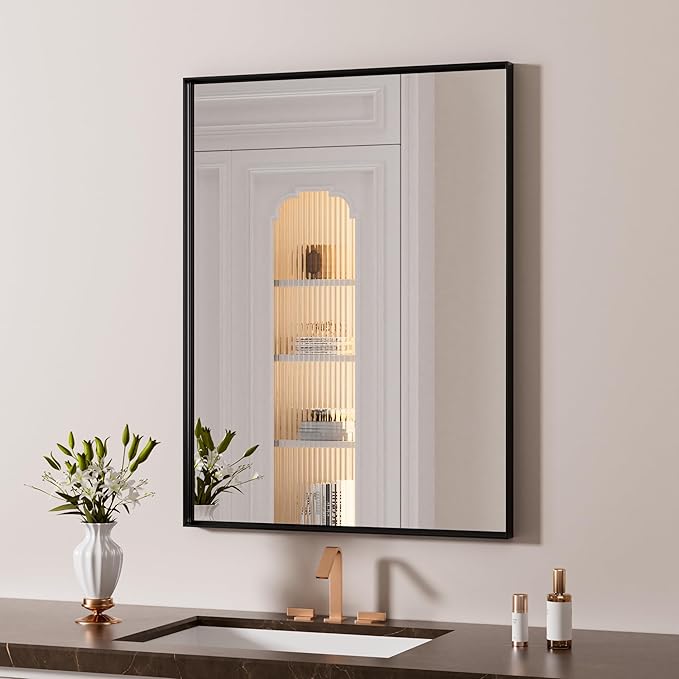 LOAAO Black Bathroom Mirror 24"X30" by LOAAO