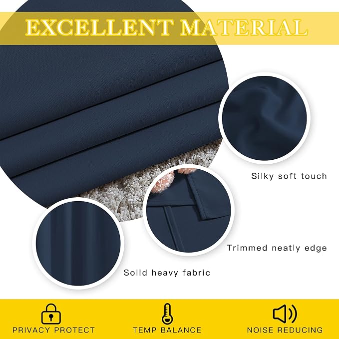 NICETOWN Blackout Navy Blue Bedroom Curtain 118 inches Long, Grommet Thermal - Image 5