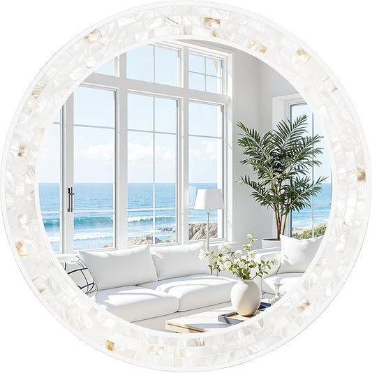 Tanmicoshomy Round Bathroom Mirror 28 Inch, Circle Mosaic Wall Mirrors by Tanmicoshomy